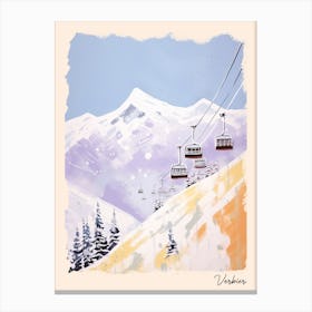 Poster Of Verbier   Switzerland, Ski Resort Pastel Colours Illustration 1 Canvas Print