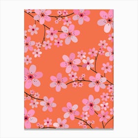 Cherry Blossom | 10 - Orange And Pink Canvas Print