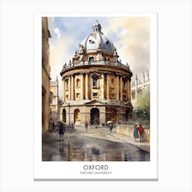 Oxford University 8 Watercolor Travel Poster Canvas Print
