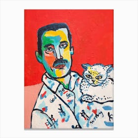 Freddie And Cat Canvas Print