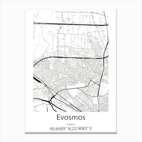 Evosmos,Greece Minimalist Map Canvas Print