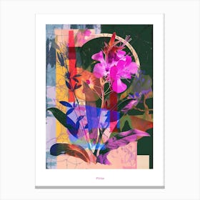 Phlox 4 Neon Flower Collage Poster Canvas Print