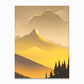 Misty Mountains Vertical Composition In Yellow Tone 15 Canvas Print