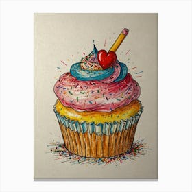 Cupcake Drawing Canvas Print