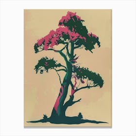 Yew Tree Colourful Illustration 2 Canvas Print