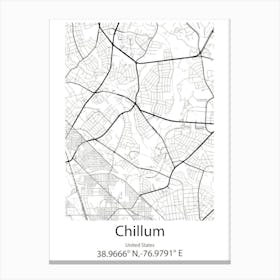 Chillum,United States Minimalist Map 1 Canvas Print