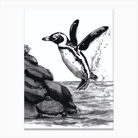 African Penguin Diving Into The Water 4 Canvas Print