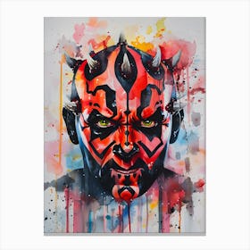 Darth Maul From Star Wars Watercolor Canvas Print