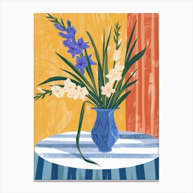 Gladiolus Flowers On A Table   Contemporary Illustration 2 Canvas Print