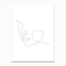 Line Drawing Of A Woman'S Face.Scandinavian wall art Canvas Print