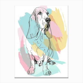 Basset Hound Dog Pastel Line Painting 4 Canvas Print