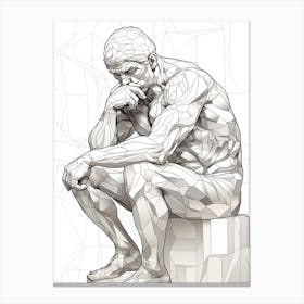 Line Art Inspired By The Thinker 4 Canvas Print