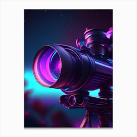 Telescope Neon Nights Space Canvas Print