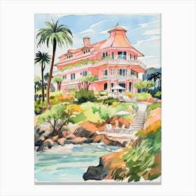 The Lodge At Pebble Beach   Pebble Beach, California   Resort Storybook Illustration 3 Canvas Print