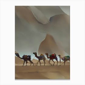 Camels In The Desert 9 Canvas Print