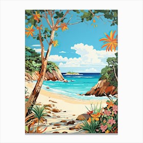 Trunk Bay Beach, Us Virgin Islands, Matisse And Rousseau Style 1 Canvas Print