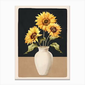 Sunflowers in a White Vase 1 Canvas Print