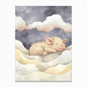 Sleeping Baby Piglet 2 Canvas Print