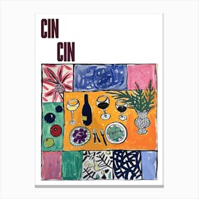 Cin Cin Poster Table With Wine Matisse Style 10 Canvas Print