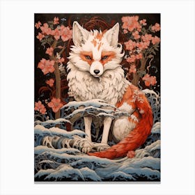 Fox Animal Drawing In The Style Of Ukiyo E 3 Canvas Print