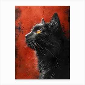 Black Cat With Yellow Eyes Canvas Print