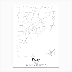 Kozy,Poland Minimalist Map Canvas Print