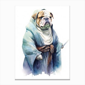 Bulldog Dog As A Jedi 1 Canvas Print