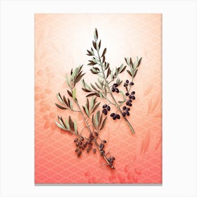 Wild Olive Vintage Botanical in Peach Fuzz Hishi Diamond Pattern n.0342 Canvas Print