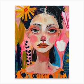 Girl With Flowers 1 Canvas Print