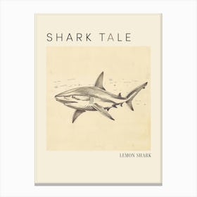 Lemon Shark Vintage Illustration 2 Poster Canvas Print
