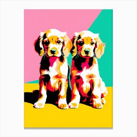 'Cocker Spaniel Pups', This Contemporary art brings POP Art and Flat Vector Art Together, Colorful Art, Animal Art, Home Decor, Kids Room Decor, Puppy Bank - 44th Canvas Print