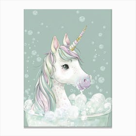 Pastel Unicorn Storybook In A Bubble Bath 2 Canvas Print