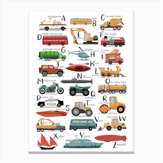 Colourful Transportation Alphabet Canvas Print