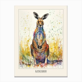 Kangaroo Colourful Watercolour 4 Poster Canvas Print