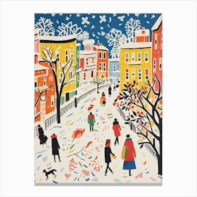 Winter Snow London Snow Illustration 4 Canvas Print