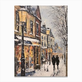 Vintage Winter Painting Windsor United Kingdom Canvas Print