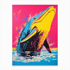 Whale Diving Out Of Water Pop Art 3 Canvas Print