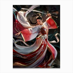 Asian Female Warrior Sword Dance #3 Canvas Print