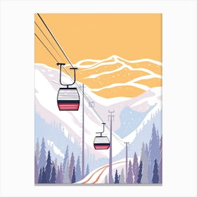 Snowbird Ski Resort   Utah, Usa, Ski Resort Pastel Colours Illustration 0 Canvas Print