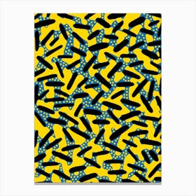 Yellow And Black Dots Canvas Print