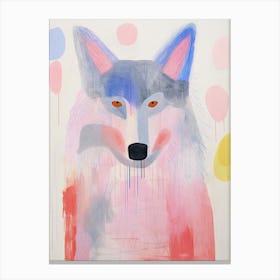Playful Illustration Of Wolf For Kids Room 3 Canvas Print