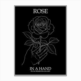 Rose In A Hand Line Drawing 2 Poster Inverted Canvas Print