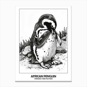 Penguin Preening Their Feathers Poster Canvas Print