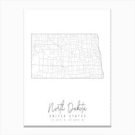 North Dakota Minimal Street Map Canvas Print