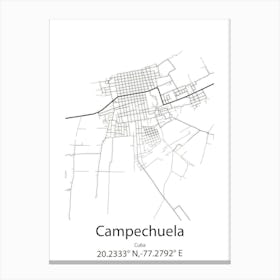 Campechuela,Cuba Minimalist Map Canvas Print