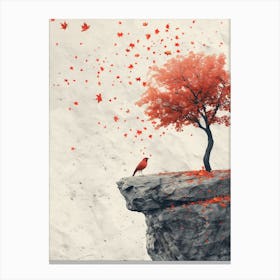 Red Tree On The Cliff Canvas Print