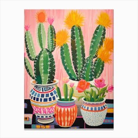 Cactus Painting Maximalist Still Life Fishhook Cactus 4 Canvas Print