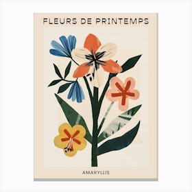 Spring Floral French Poster  Amaryllis 5 Canvas Print