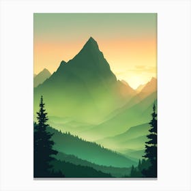 Misty Mountains Vertical Composition In Green Tone 170 Canvas Print