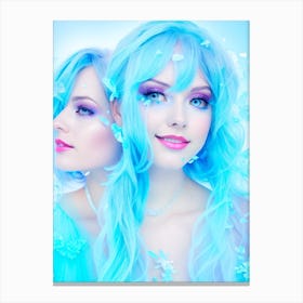 Two Girls With Blue Hair Canvas Print